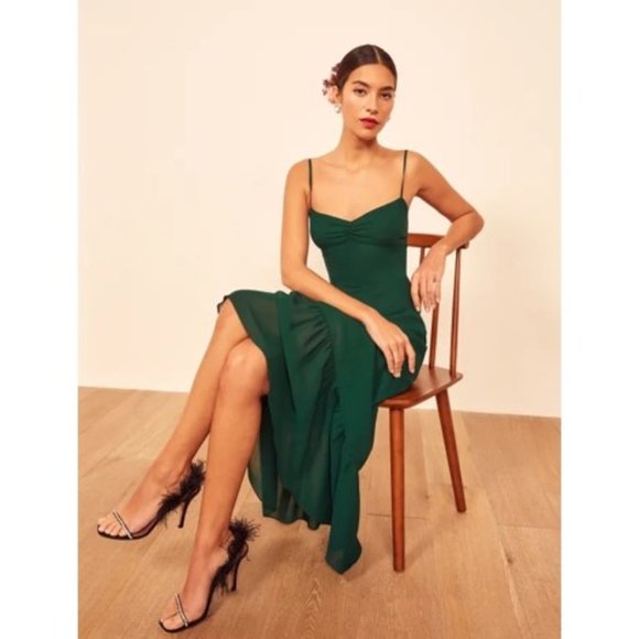 Reformation Emersyn Dress in Emerald - Picture 4 of 16